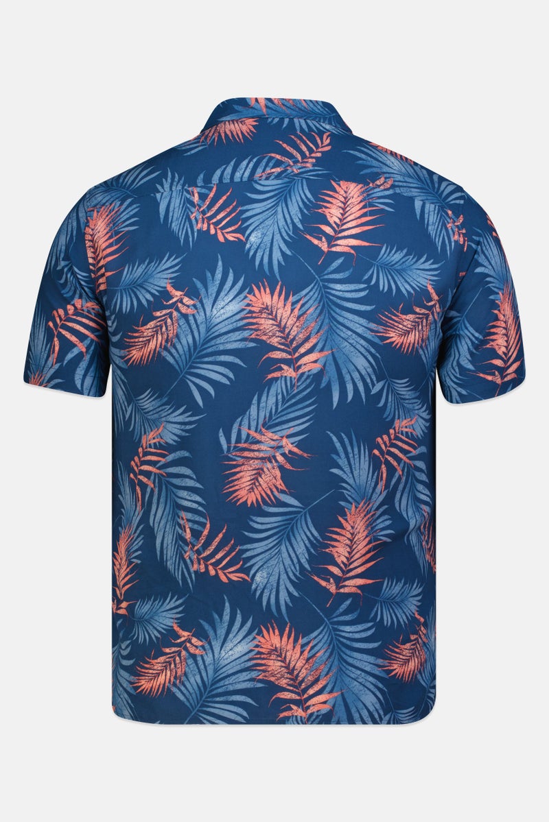 Chaps قميص رجالي عادي بقصة مريحة بأكمام قصيرة مزخرف بنقشة زهور، متعدد الألوان - Image 3